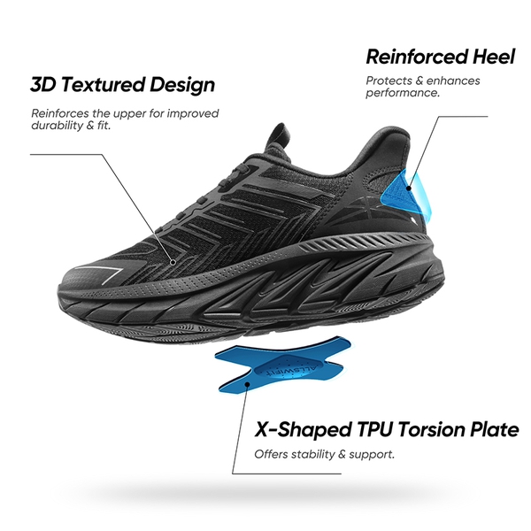 [ALLSWIFIT 2.0] Men's Comfortable Non-Slip Workout Sneakers - ALL BLACK - 1